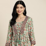 Floral Print Pleated Kurti